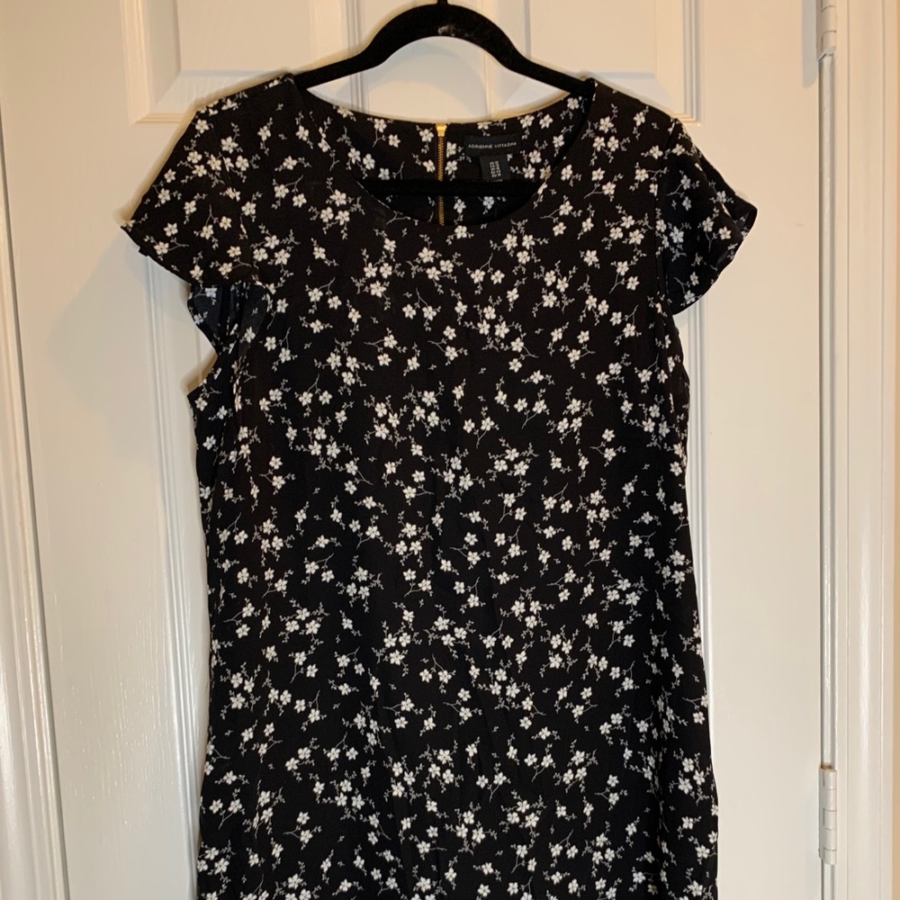 Adrienne Vittadini Black Dress with White Floral Print